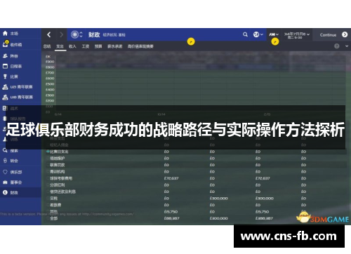 足球俱乐部财务成功的战略路径与实际操作方法探析